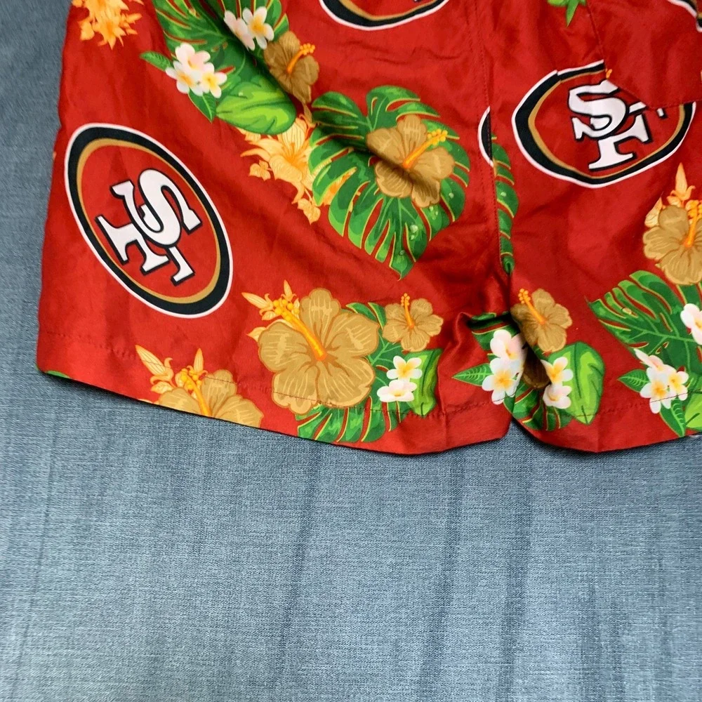 NFL Team Apparel San Francisco 49ers Swimming Trunks Shorts Mens 2XL Red Floral